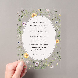 Invitaciones Acrílicas Elegante boda boho de flores silvestres amarillas