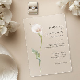 Invitaciones Acrílicas Elegante Boda Botánica Minimalista de Lirio de Cal
