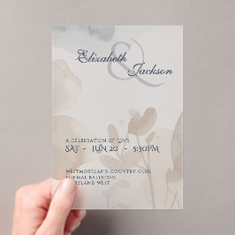 Invitaciones Acrílicas Elegante Boda Botánica Romántica con Letra Script