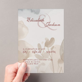 Invitaciones Acrílicas Elegante Boda Botánica Romántica con Letra Script