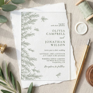 Invitaciones Acrílicas Elegante Boda botánico de salvia suave verde hojas