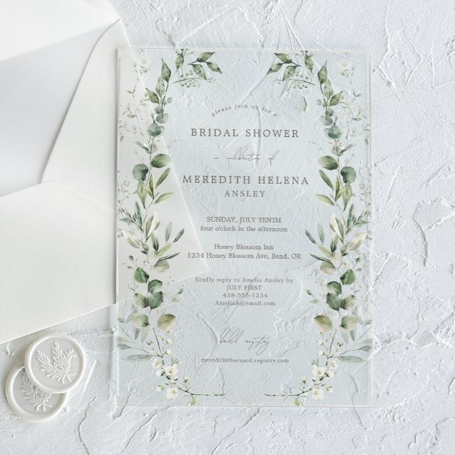 Invitaciones Acrílicas Elegante Boda botánico ducha de novia (Subido por el creador)