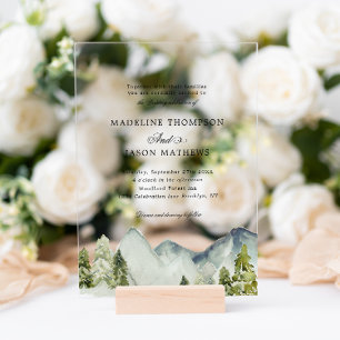 Invitaciones Acrílicas Elegante Boda clásico de acuarela de los bosques d
