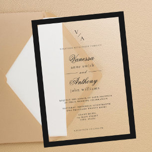 Invitaciones Acrílicas Elegante Boda clásico de borde negro