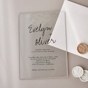 Invitaciones Acrílicas Elegante Boda contemporáneo de escritura moderna