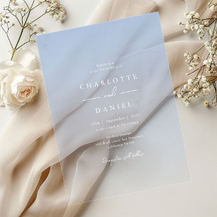 Invitaciones Acrílicas Elegante Boda de Acrílico con Gradiente Azul Franc