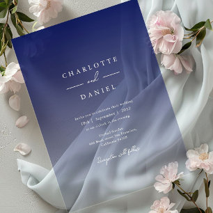 Invitaciones Acrílicas Elegante Boda de acrílico de gradiente azul de la
