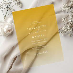 Invitaciones Acrílicas Elegante Boda de acrílico gradiente amarillo de mi