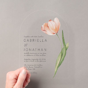 Invitaciones Acrílicas Elegante Boda de Acuarela de Tulipán