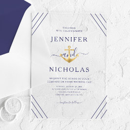 Invitaciones Acrílicas Elegante Boda de Ancla Náutica