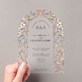 Invitaciones Acrílicas Elegante Boda de Arco Floral Vintage Pastel