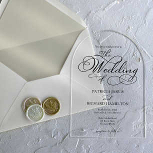 Invitaciones Acrílicas Elegante Boda de caligrafía