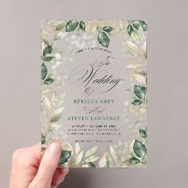 Invitaciones Acrílicas Elegante boda de caligrafía de eucalipto salvia ch