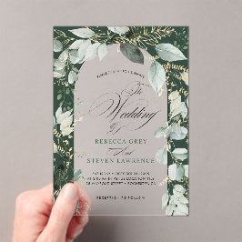 Invitaciones Acrílicas Elegante boda de caligrafía de eucalipto salvia ve