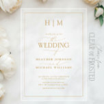 Invitaciones Acrílicas Elegante Boda de caligrafía de monograma de oro fo<br><div class="desc">Esta elegante invitación a la boda, diseñada en un tono dorado, captura perfectamente un sentido de gracia y un lujo subestimado. Con un guión moderno de estilo caligráfico junto con una tipografía nítida y limpia, transmite la oportunidad del día especial de la novia y el novio. El monograma de diseño...</div>