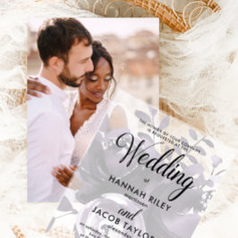 Invitaciones Acrílicas Elegante Boda de caligrafía floral púrpura