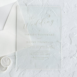 Invitaciones Acrílicas Elegante Boda de caligrafía verde sabio
