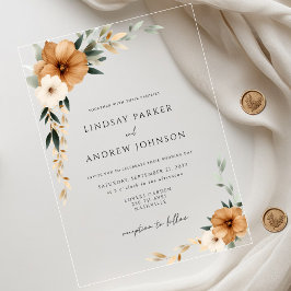 Invitaciones Acrílicas Elegante Boda de Cobre y Botánica Terrosa