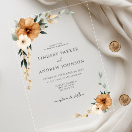Invitaciones Acrílicas Elegante boda de cobre y botánica terrosa