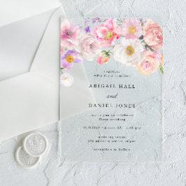 Invitaciones Acrílicas Elegante Boda de color de agua