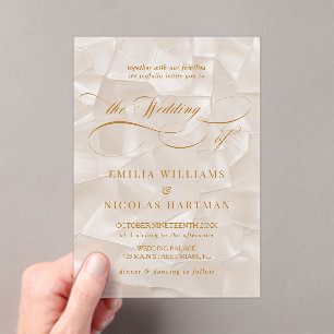 Invitaciones Acrílicas Elegante Boda de escritura neutra