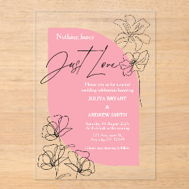 Invitaciones Acrílicas Elegante Boda de escritura rosa y crema