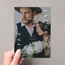 Invitaciones Acrílicas Elegante Boda de fotografía de tipo Minimalista mo
