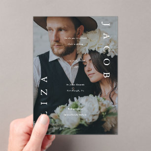 Invitaciones Acrílicas Elegante Boda de fotografía de tipo Minimalista mo