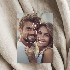 Invitaciones Acrílicas Elegante Boda de fotografías de Monograma