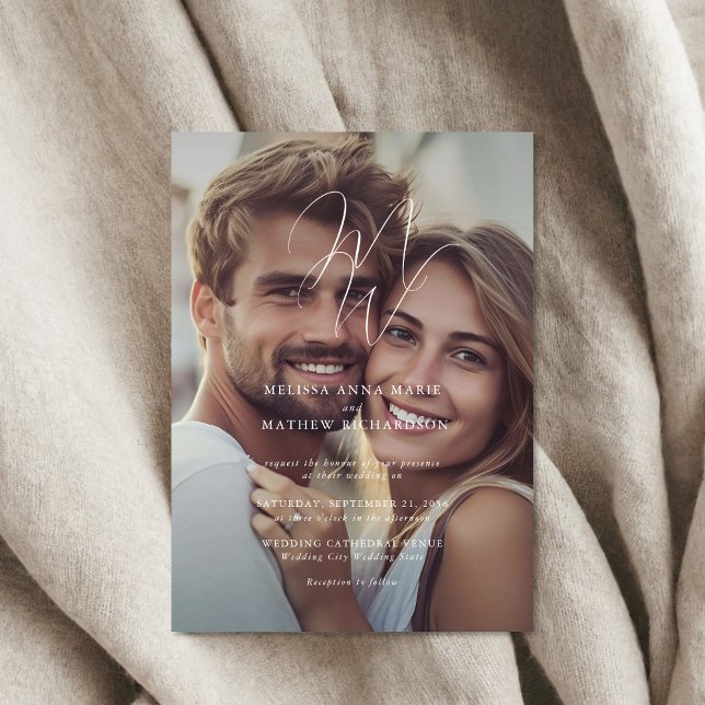 Invitaciones Acrílicas Elegante Boda de fotografías de Monograma (Subido por el creador)