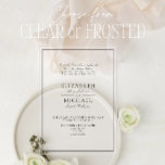 Invitaciones Acrílicas Elegante Boda de guiones clásicos en blanco y negr<br><div class="desc">Tu boda es un reflejo de la belleza intemporal, la elegancia y la historia de amor que sólo tú puedes contar. Nuestra Elegante invitación a la boda acrílica de estilo clásico blanco y negro da vida a este sentimiento con su diseño minimalista y sorprendente. La eterna transparencia del acrílico escarchado...</div>