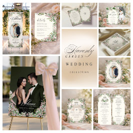 Invitaciones Acrílicas Elegante boda de jardín con tono rosa y monograma