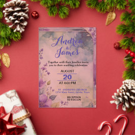 Invitaciones Acrílicas Elegante boda de lavanda y verde mar pastel