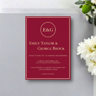 Invitaciones Acrílicas Elegante Boda de Moda de Monograma de Oro de Borgo