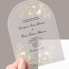 Invitaciones Acrílicas Elegante Boda de Oro