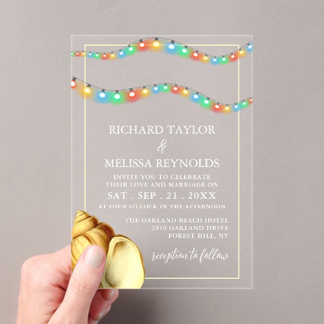 Invitaciones Acrílicas Elegante Boda de Playa (Insitu (portátil))