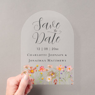 Invitaciones Acrílicas Elegante Boda de Prado de Flores Silvestres Boho