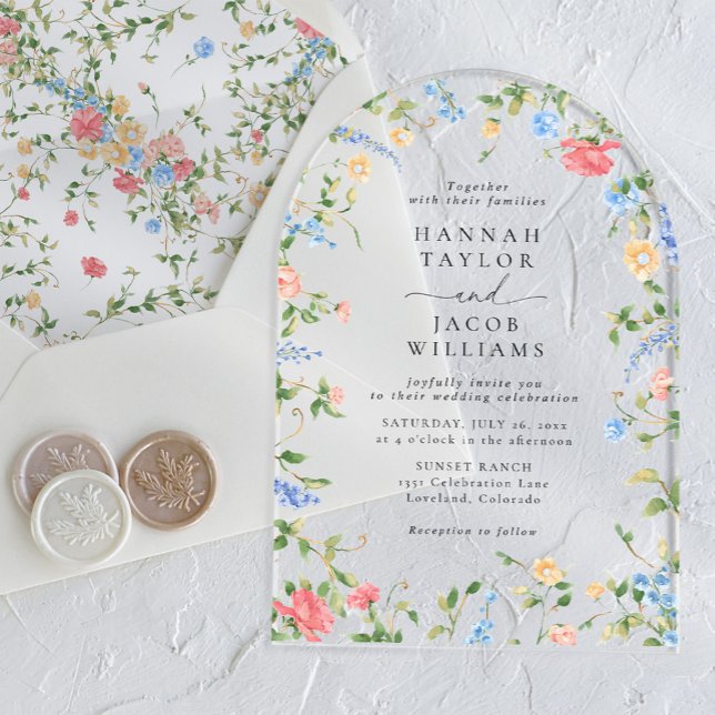 Invitaciones Acrílicas Elegante Boda del arco floral florido (Subido por el creador)