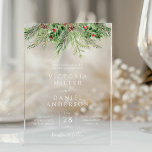 Invitaciones Acrílicas Elegante Boda del follaje botánico de invierno ver<br><div class="desc">Haga una impresionante primera impresión con esta elegante y moderna invitación a una boda acrílica. Con un diseño minimalista con un hermoso ilustracion acuático de vegetación invernal, esta invitación es sofisticada y llamativa. Personalizar la invitación con tus nombres, fecha de boda y otros detalles importantes para crear un mantenimiento personalizado...</div>