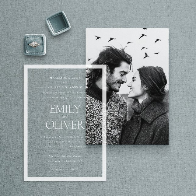 Invitaciones Acrílicas Elegante Boda del reborde blanco del marco blanco  (Subido por el creador)