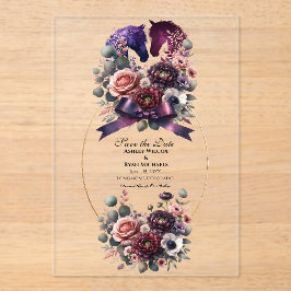 Invitaciones Acrílicas Elegante Boda ecuestre acuarela