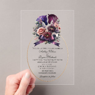 Invitaciones Acrílicas Elegante Boda ecuestre acuarela