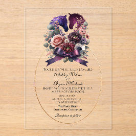 Invitaciones Acrílicas Elegante Boda ecuestre acuarela