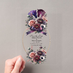 Invitaciones Acrílicas Elegante Boda Ecuestre con Acuarela