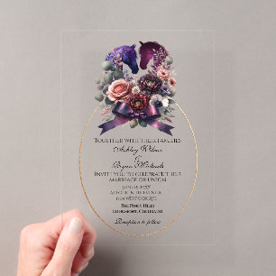 Invitaciones Acrílicas Elegante Boda Ecuestre con Acuarela
