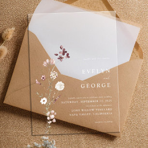 Invitaciones Acrílicas Elegante Boda Floral Bohemio Minimalista