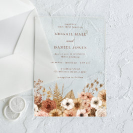 Invitaciones Acrílicas Elegante Boda Floral Boho