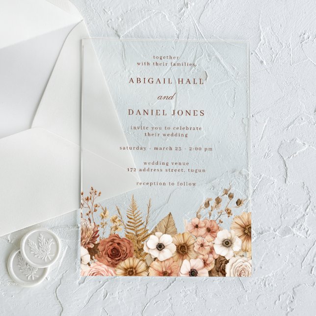 Invitaciones Acrílicas Elegante Boda Floral Boho (Subido por el creador)