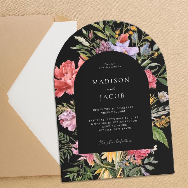 Invitaciones Acrílicas Elegante Boda floral Boho Black Dutch (Subido por el creador)
