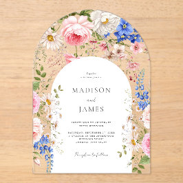 Invitaciones Acrílicas Elegante Boda Floral Boho Wildflower